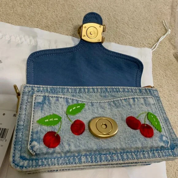 Coach Denim Tabby 20 with Cherries NWT - Picture 4 of 13